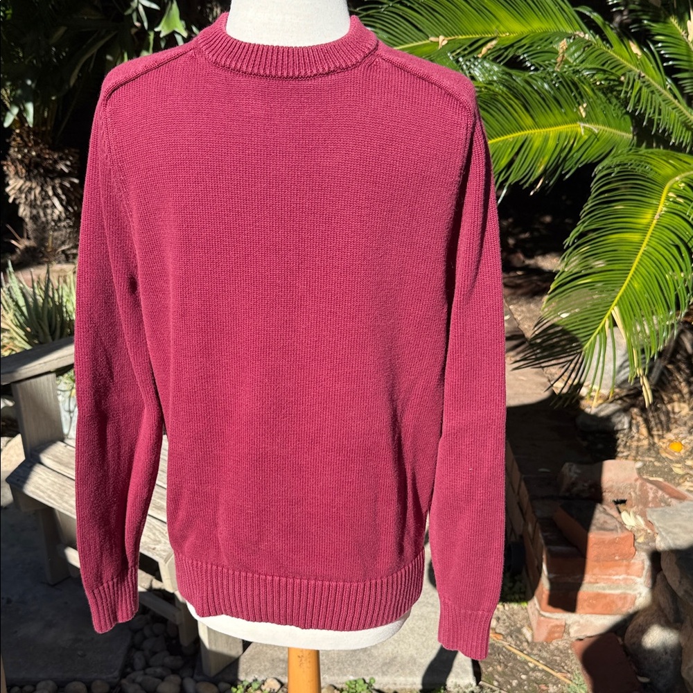 J. Crew Men's Burgundy 100% Cotton Crewneck Sweater